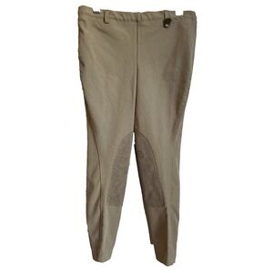 Ovation Breeches Kids Youth 10 Equestrian Horse Riding Pants Tan Patches